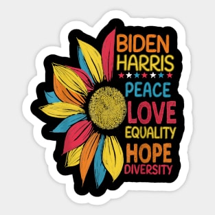 Biden Harris 2020 Peace Love Equality Hope Diversity Sticker